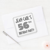 56e verjaardag: Art Deco Style + aangepaste naam Vierkante Sticker (Envelop)