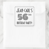 56e verjaardag: Art Deco Style + aangepaste naam Vierkante Sticker (Tas)