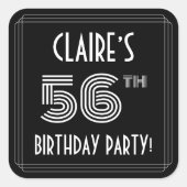 56e verjaardag: Art Deco Style en aangepaste naam Vierkante Sticker (Voorkant)