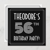 56e verjaardag: Art Deco Style met aangepaste naam Kaart (Voorkant / Achterkant)