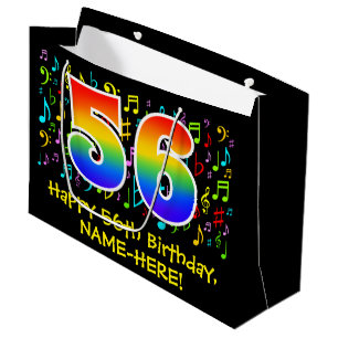 56e verjaardag - Colorful Music Symbols, Rainbow 5 Groot Cadeauzakje