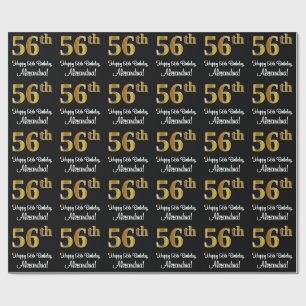 56e verjaardag: Elegant Luxe Faux Gold Look # Cadeaupapier