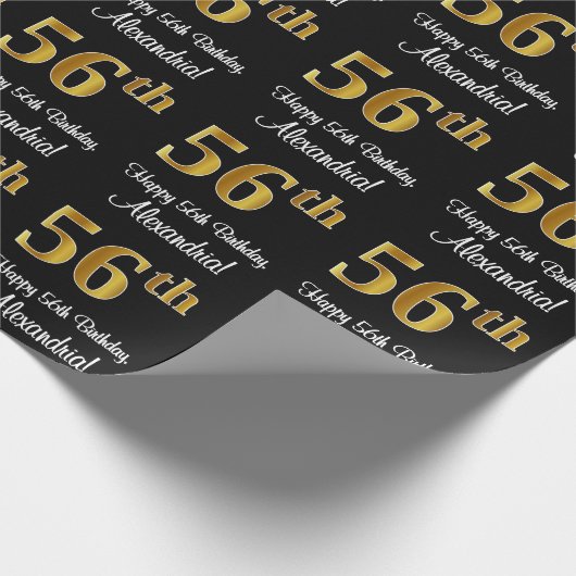 56e verjaardag: Elegant Luxe Faux Gold Look # Cadeaupapier (Hoek)