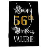 56e verjaardag ~ Fancy script; Faux Gold look; naa Medium Cadeauzakje (Voorkant)