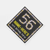 56e verjaardag: Floral Flowers Number, Custom Name Servet (Hoek)