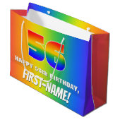 56e verjaardag: kleurrijk, vun regenboogpatroon #  groot cadeauzakje (Voorkant Gekanteld)