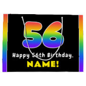 56e verjaardag: kleurrijke regenboog # 56, Naam va Groot Cadeauzakje (Achterkant)