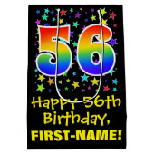 56e verjaardag: Kleurrijke Sterren Patroon & Regen Medium Cadeauzakje (Achterkant)