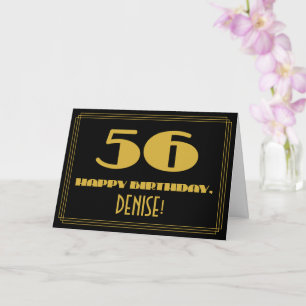 56e verjaardag: Naam + Art Deco geïnspireerde look Kaart