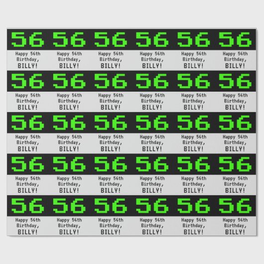 56e verjaardag - Nerdy / Geeky Style "56" en naam Cadeaupapier (Vlak)