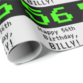 56e verjaardag - Nerdy / Geeky Style "56" en naam Cadeaupapier (Rol Hoek)
