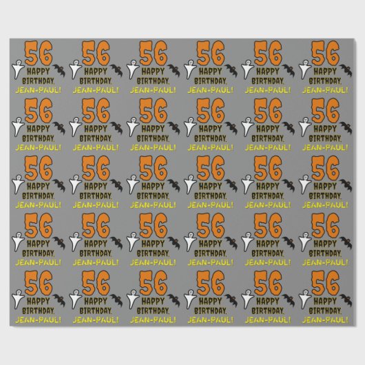 56e verjaardag: Spooky Halloween Thema, aangepaste Cadeaupapier (Vlak)