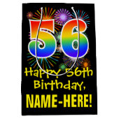 56e verjaardag: Vuurwapenpatroon en regenboog 56 Medium Cadeauzakje (Voorkant)