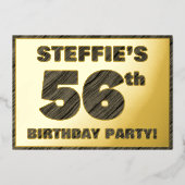 56e Verjaardagsfeest — Koutige, Nep Houtnerf Tekst Folie Uitnodiging (Voorkant)