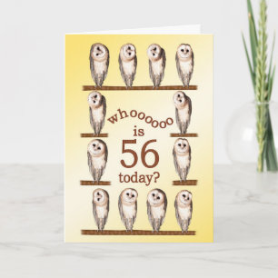 56ste verjaardag, nieuwsgierige uilkaart. kaart