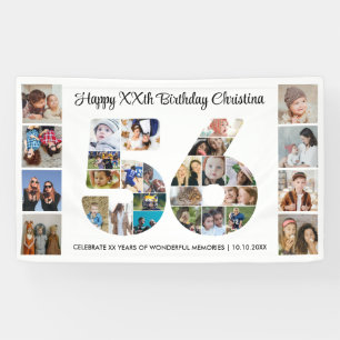 56ste verjaardagsfeest Nummer 56 Fotocollage Spandoek