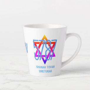 5787 Joods Nieuwjaar Monogram Rosh Hashana Latte Mok