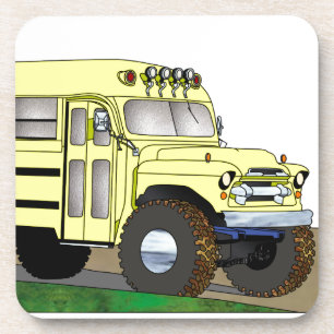 57 Chevrolet Off Road 4X4 School Bus Bier Onderzetter