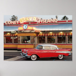'57 Chevy met een 50's Style Coney Island Poster