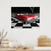 "57 Chevy op checkboard Poster (Keuken)