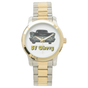 57 Chevy Two-Tone met Gold en Silver Tone Watch Horloge
