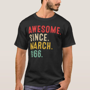57 jaar oud Geweldige sinds maart 1966 57e geboort T-shirt