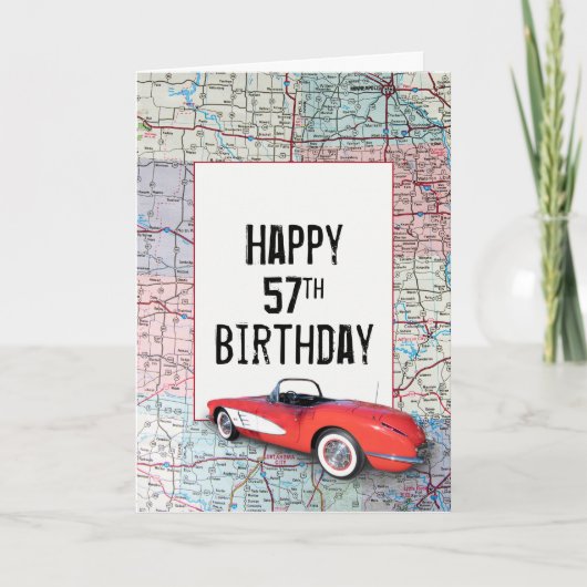 57e anniversaire Corvette rétro sur la carte (Devant)