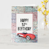 57e anniversaire Corvette rétro sur la carte (Fleur jaune)