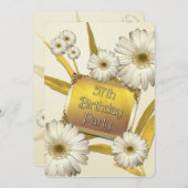 57e anniversaire Invitation de fête avec marguerit (Devant / Derrière)