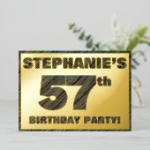 57e Birthday Party — Vette, Faux Hood Grain Text Folie Uitnodiging (Staand Voorkant)