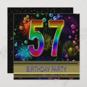 57e fête d'anniversaire Invitation avec bulles (Devant / Derrière)