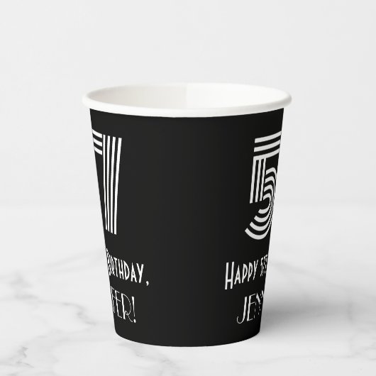 57e verjaardag — Art Deco Geïnspireerde look "57"  Papieren Bekers (Links)