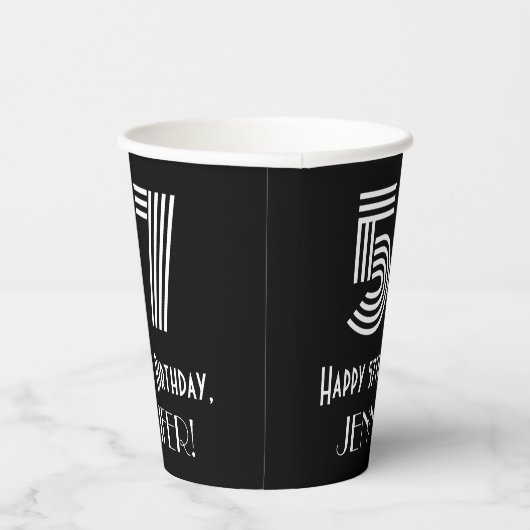 57e verjaardag — Art Deco Geïnspireerde look "57"  Papieren Bekers (Rechts)