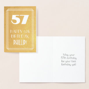57e verjaardag ~ Art Deco Style "57" & aangepaste Folie Kaarten