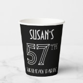 57e verjaardag: Art Deco Style + aangepaste naam Papieren Bekers (Achterkant)