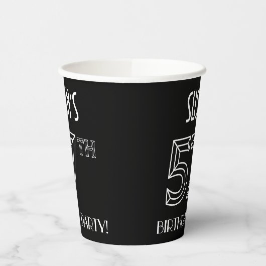57e verjaardag: Art Deco Style + aangepaste naam Papieren Bekers (Links)