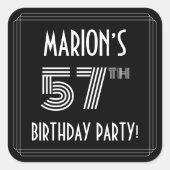 57e verjaardag: Art Deco Style en aangepaste naam Vierkante Sticker (Voorkant)