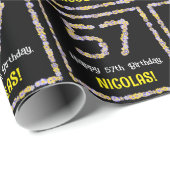 57e verjaardag: Floral Flowers Number, Custom Name Cadeaupapier (Rol Hoek)