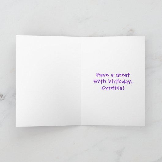 57e verjaardag: Fun Cake and Candles + Custom Name Kaart (Binnen)
