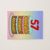 57e verjaardag: Fun Cake and Candles + Custom Name Legpuzzel (Horizontaal)