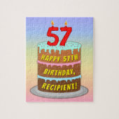 57e verjaardag: Fun Cake and Candles + Custom Name Legpuzzel (Verticaal)