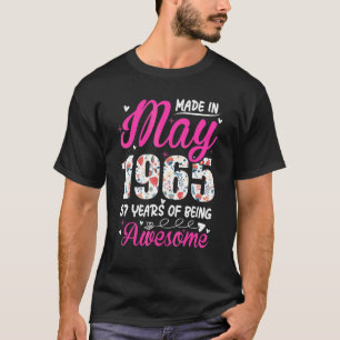 57e verjaardag Geweldige sinds mei 1965 Floral T-shirt