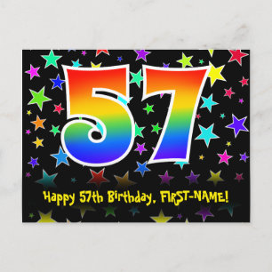 57e Verjaardag: Leuk Sterren Patroon, Regenboog 57 Briefkaart