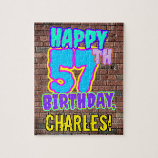 57e verjaardag ~ Leuke, door graffiti geïnspireerd Legpuzzel