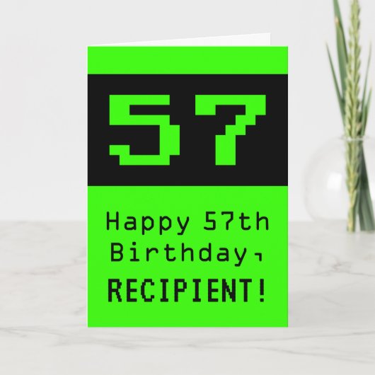 57e verjaardag: Nerdy / Geeky Style "57" en naam Kaart (Voorkant)