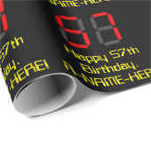 57e verjaardag: Red Digital Clock Style "57" + naa Cadeaupapier (Rol Hoek)