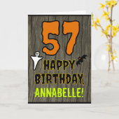 57e verjaardag: Spooky Halloween Thema, Aangepaste Kaart (Gele Bloem)