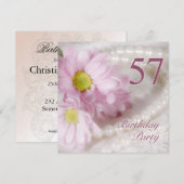 57ème anniversaire invitation avec marguerites (Devant / Derrière)