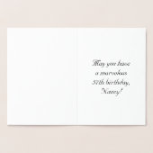 57th Birthday: Elegant, Ornate Script; Custom Name Folie Kaarten (Binnen)