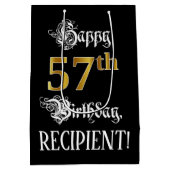 57th Birthday ~ Fancy Script; Faux Gold Look; Name Medium Cadeauzakje (Achterkant)